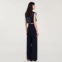 Pantalon Large à Bande Latérale Satinée