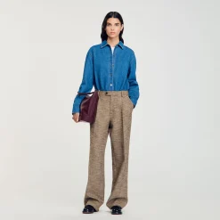 Pantalon Motif Pied De Poule