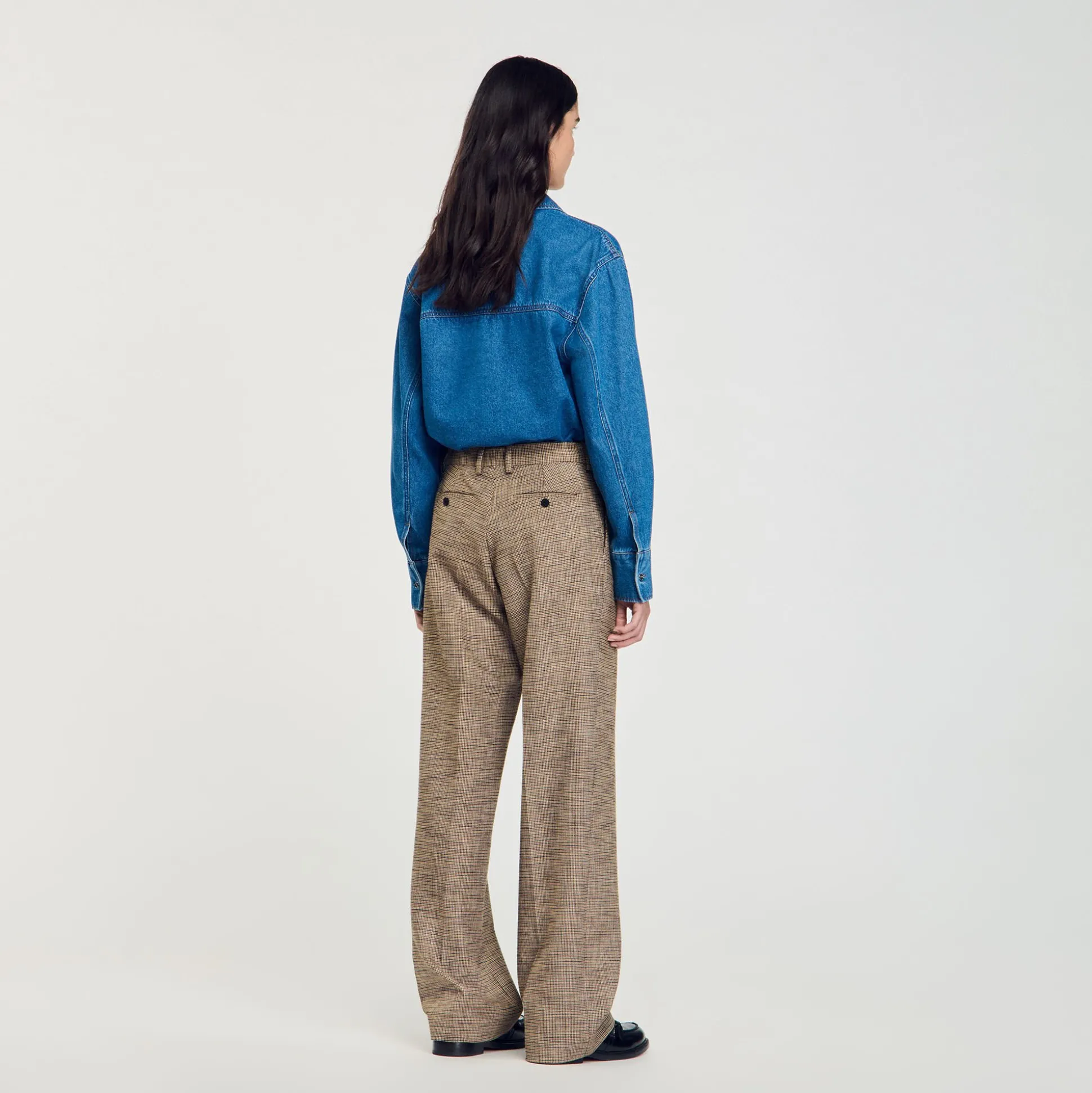 Pantalon Motif Pied De Poule