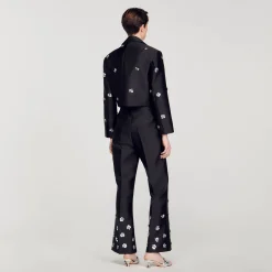 Pantalon Satiné Orné De Sequins