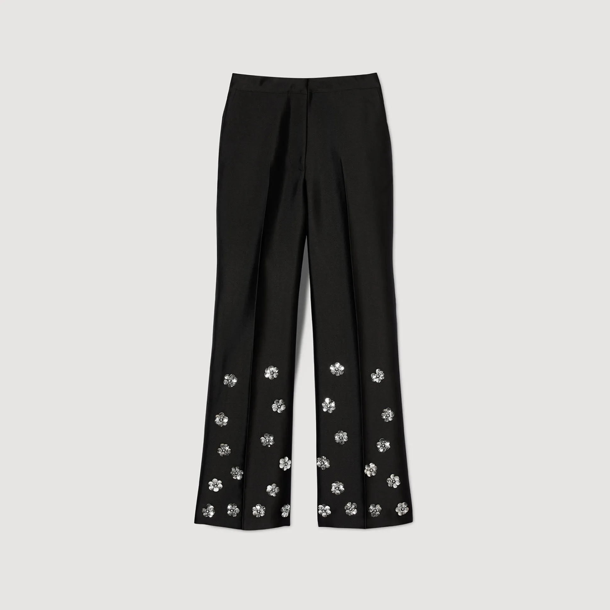 Pantalon Satiné Orné De Sequins