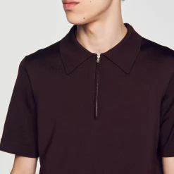 Polo En Maille à Col Zippé