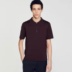 Polo En Maille à Col Zippé