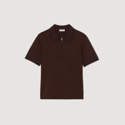 Polo En Maille à Col Zippé