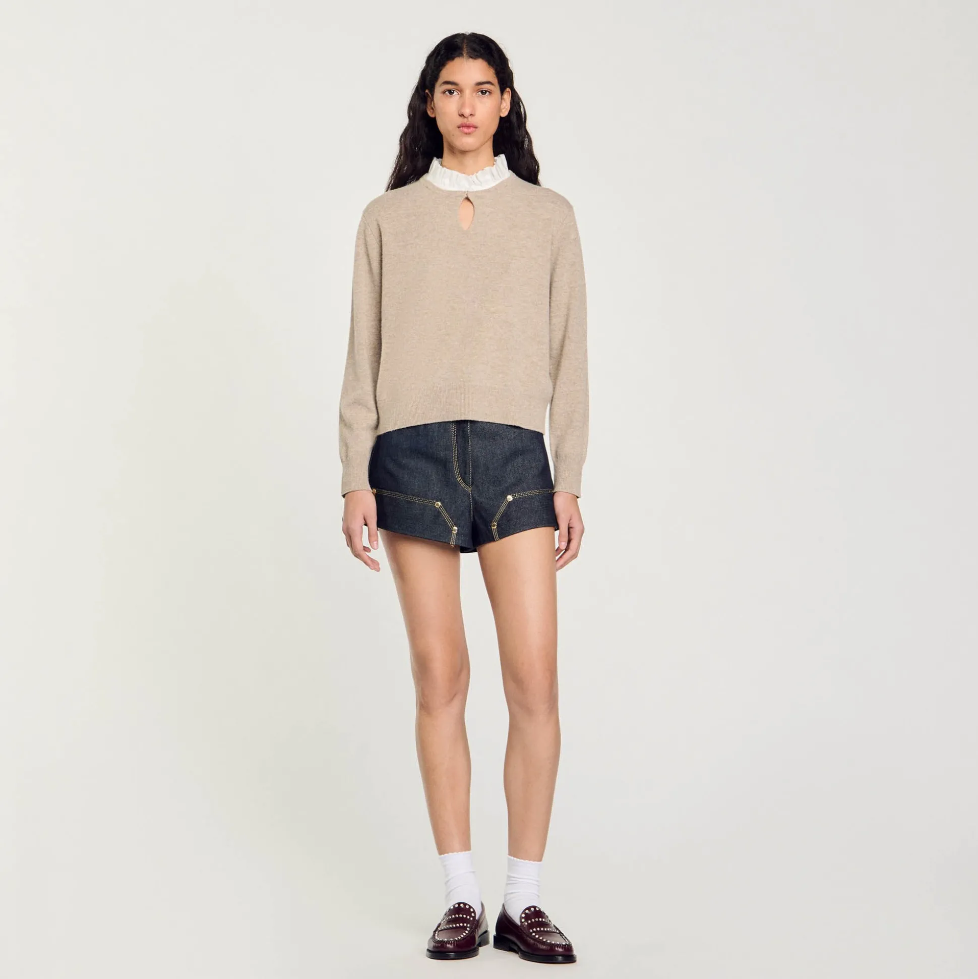 Pull En Laine Et Cachemire à Volant