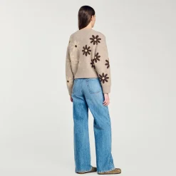 Pull En Maille à Fleurs