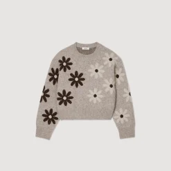 Pull En Maille à Fleurs