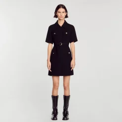 Robe à Manches Courtes Bi Matières