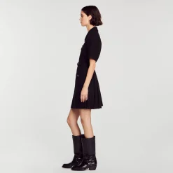 Robe à Manches Courtes Bi Matières