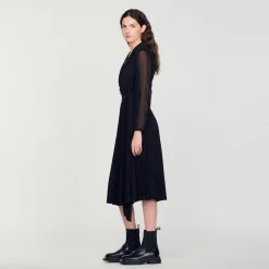 Robe Bi-matière à Manches Longues