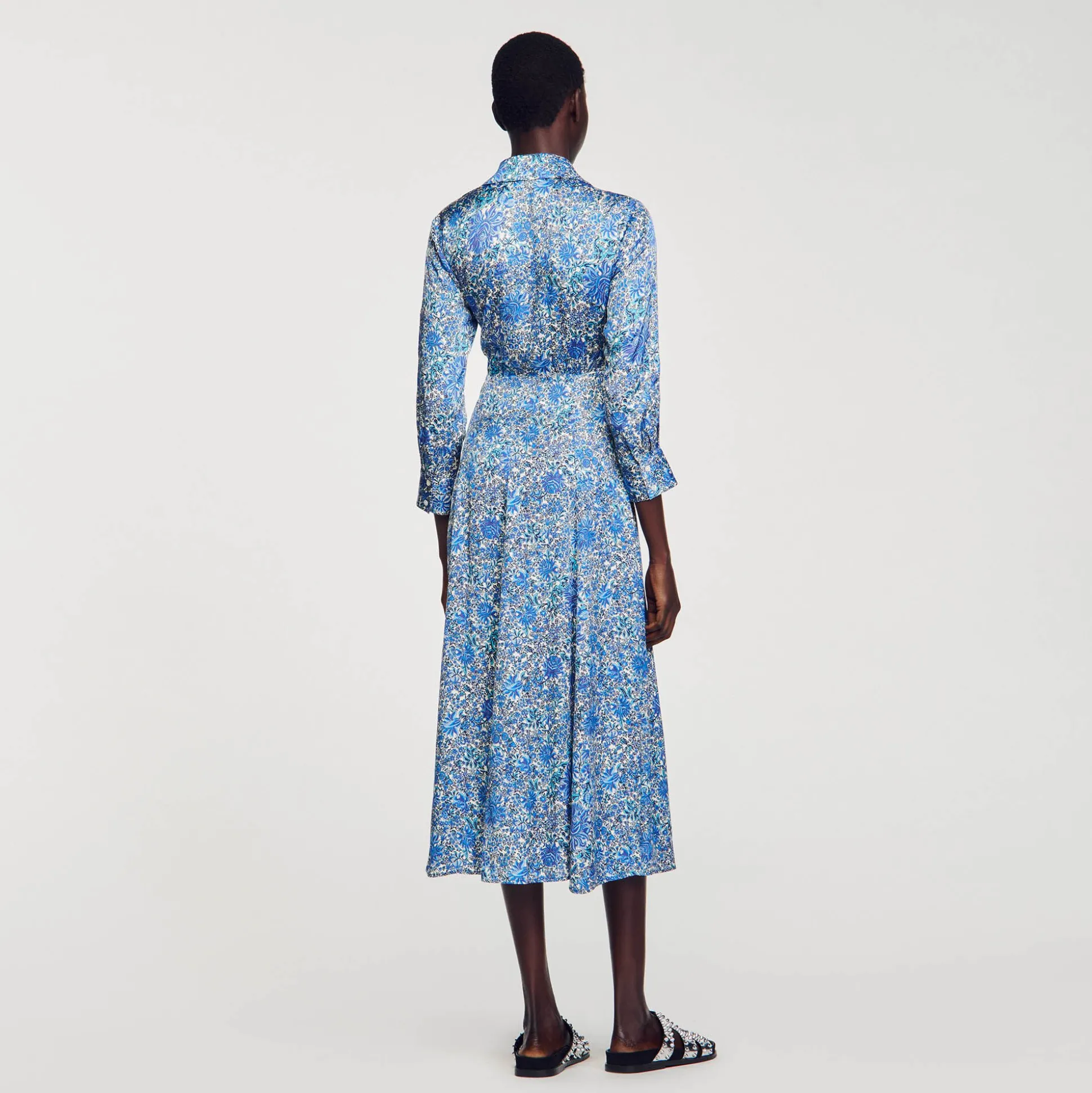 Robe Chemise Midi à Imprimé Fleuri