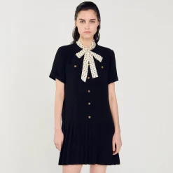 Robe Courte à Cravate Pois