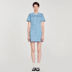 Robe Courte Boutonnée En Tweed