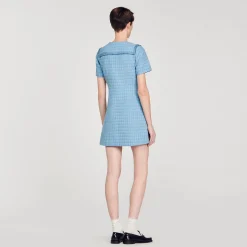 Robe Courte Boutonnée En Tweed