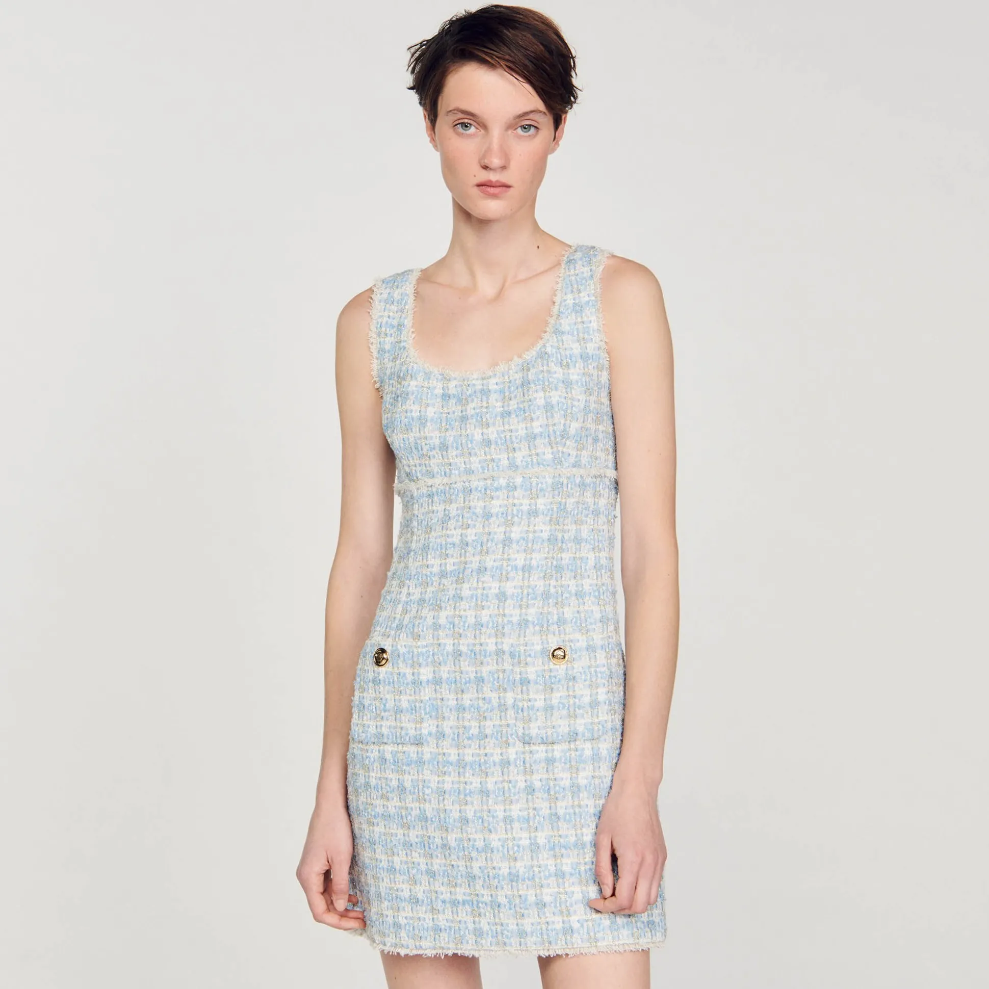 Robe Courte En Tweed