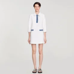 Robe Courte En Tweed à Manches Longues