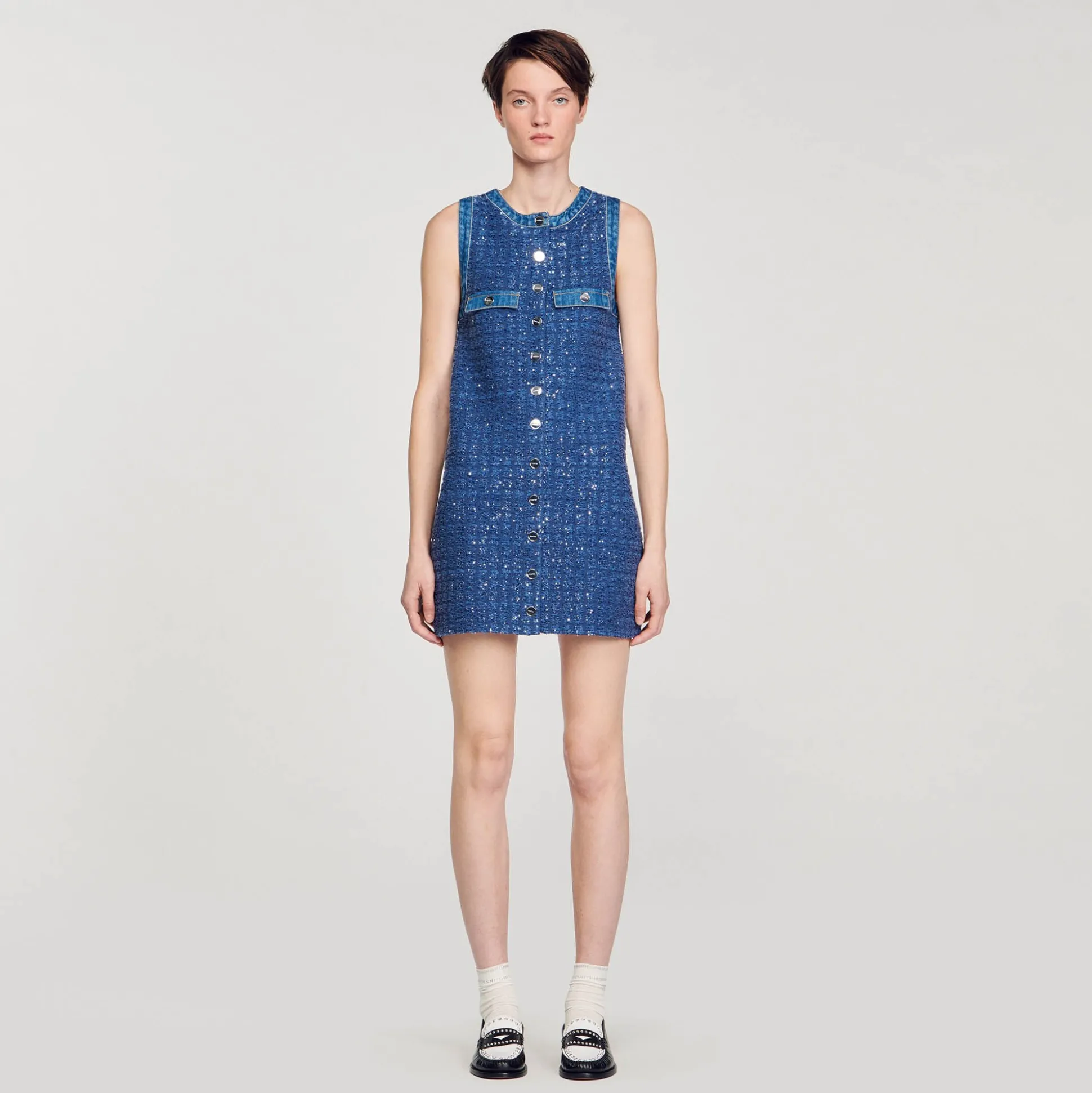 Robe Courte Trapèze En Tweed