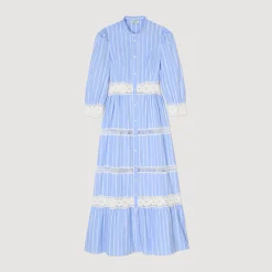 Robe Longue à Rayures En Coton