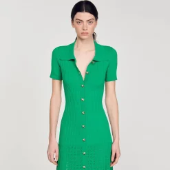 Robe Longue En Maille Côtelée