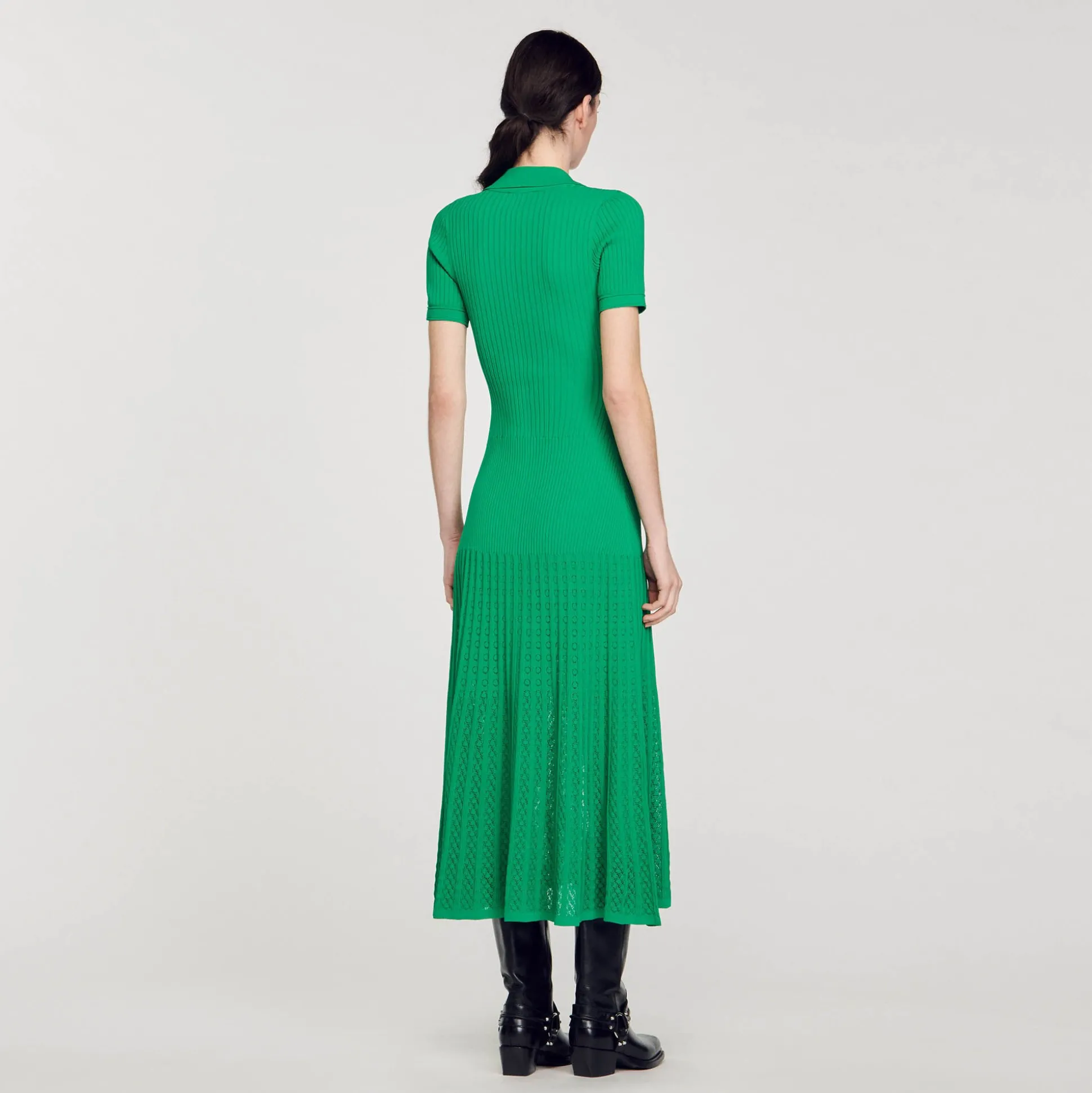 Robe Longue En Maille Côtelée