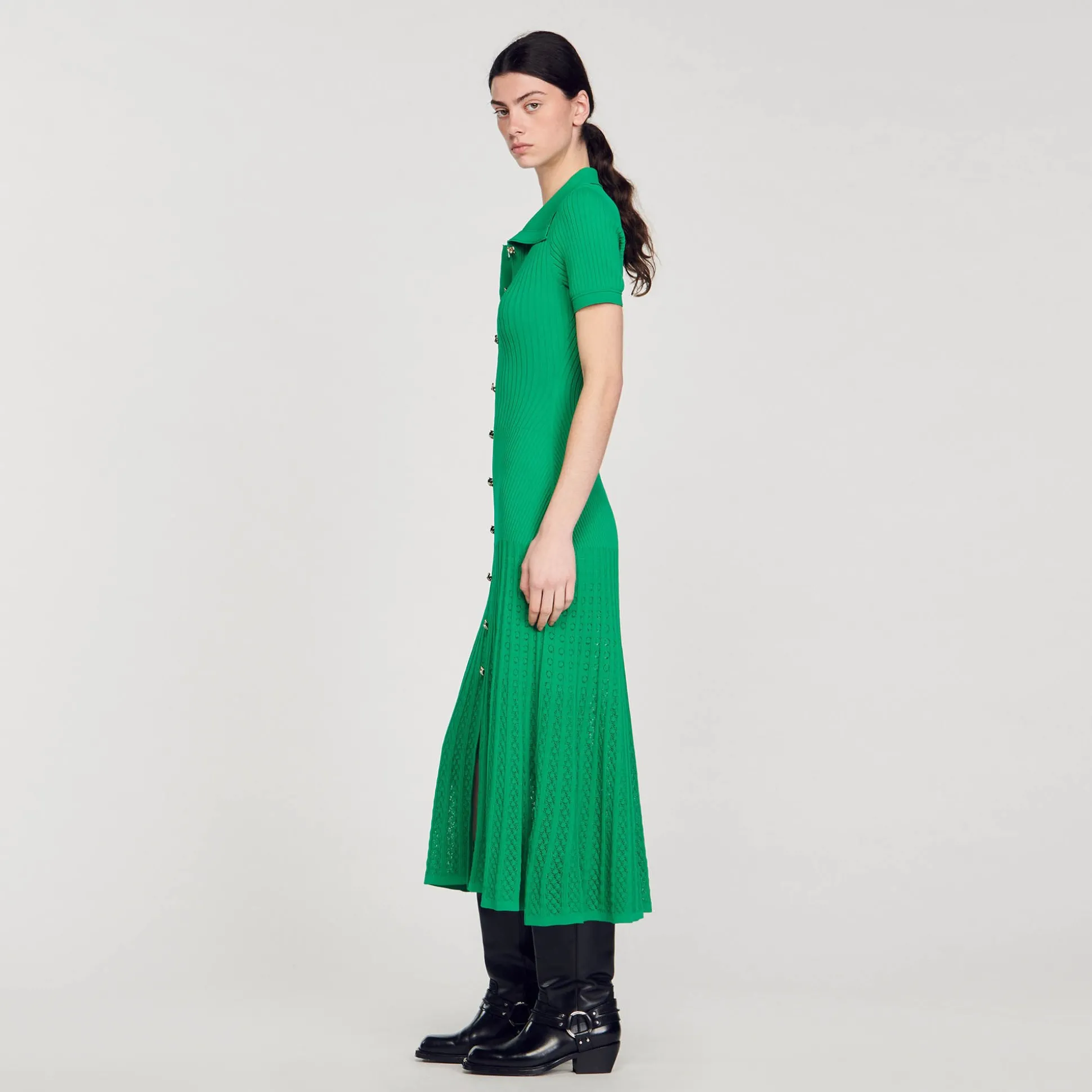 Robe Longue En Maille Côtelée