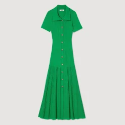 Robe Longue En Maille Côtelée