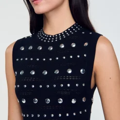 Robe Longue En Maille Ornée De Studs