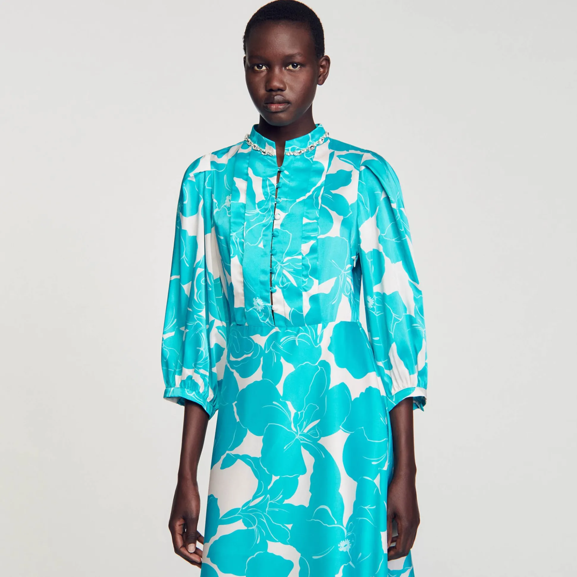Robe Longue Fluide à Imprimé Fleuri