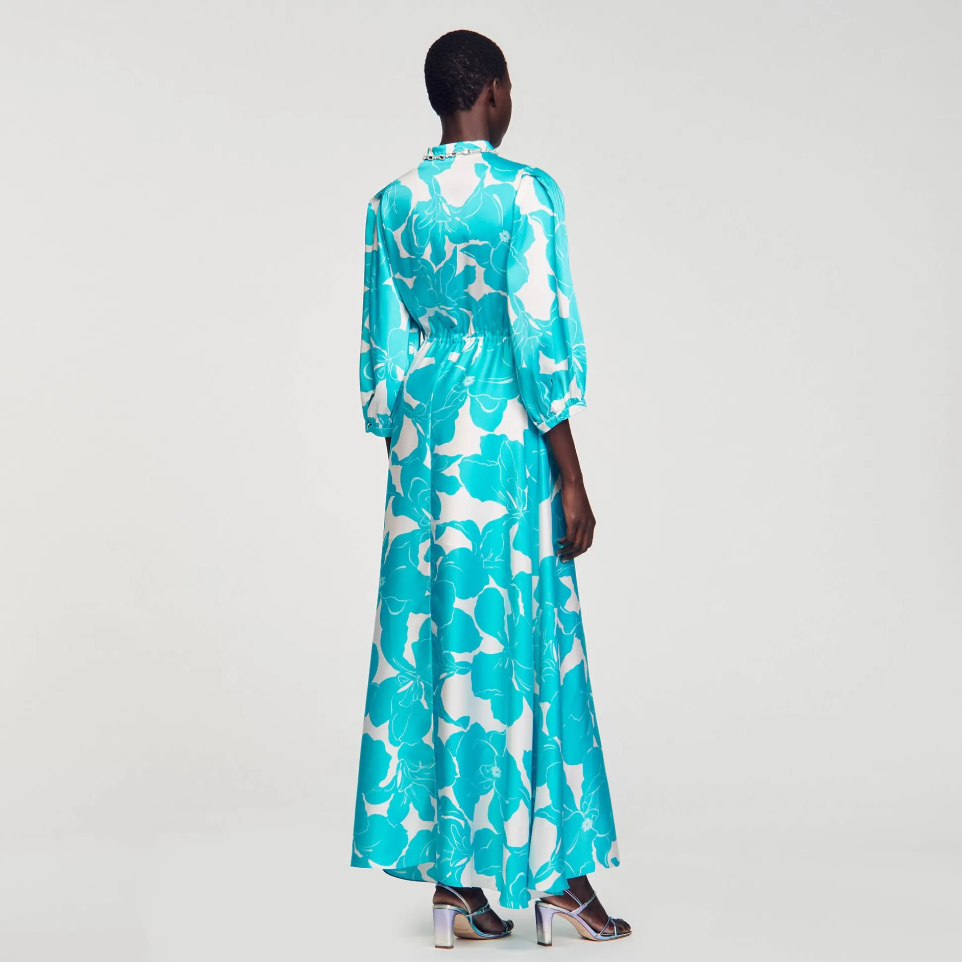 Robe Longue Fluide à Imprimé Fleuri