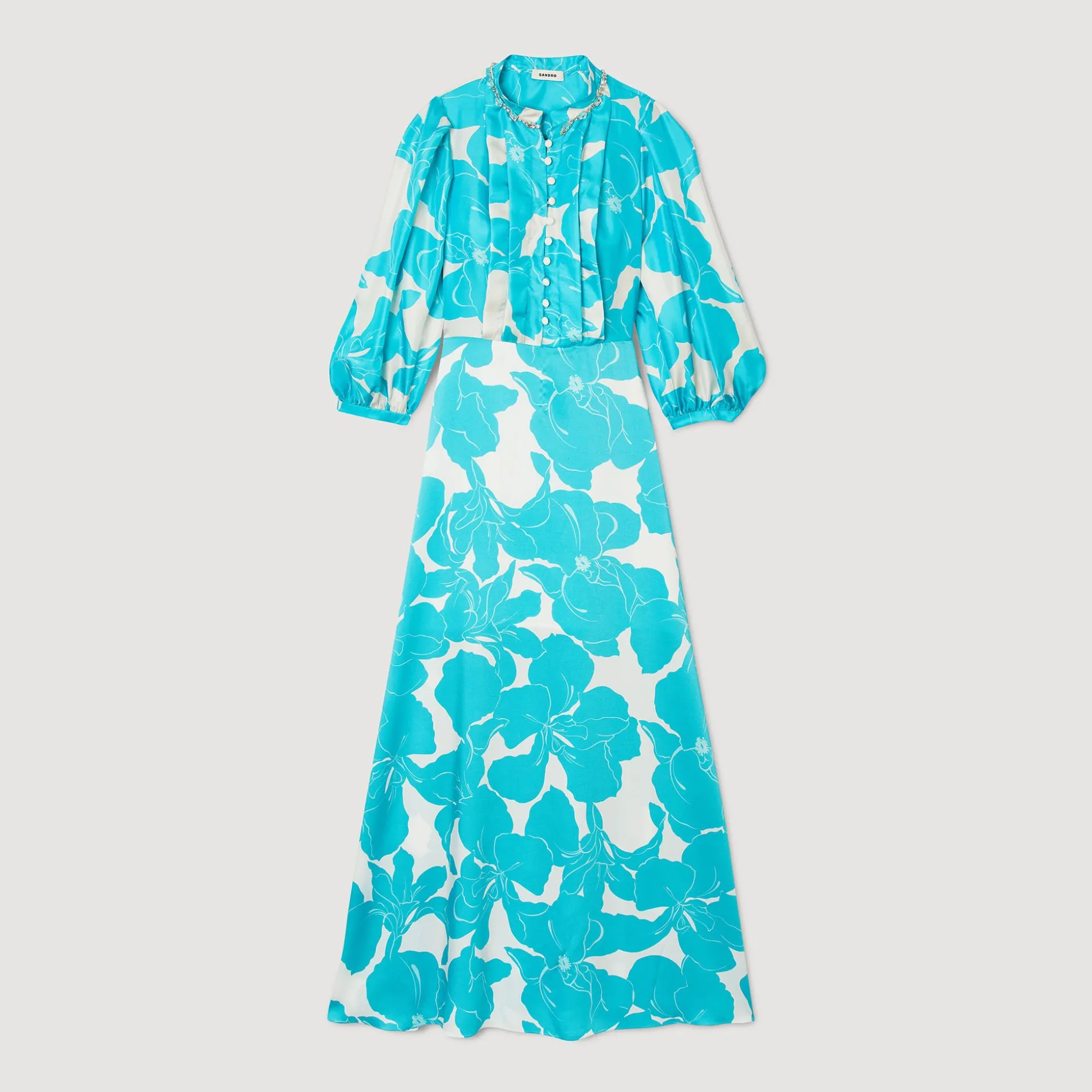 Robe Longue Fluide à Imprimé Fleuri