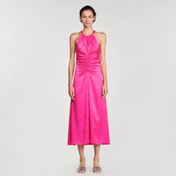 Robe Longue Satinée Froncée