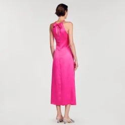 Robe Longue Satinée Froncée