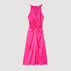 Robe Longue Satinée Froncée