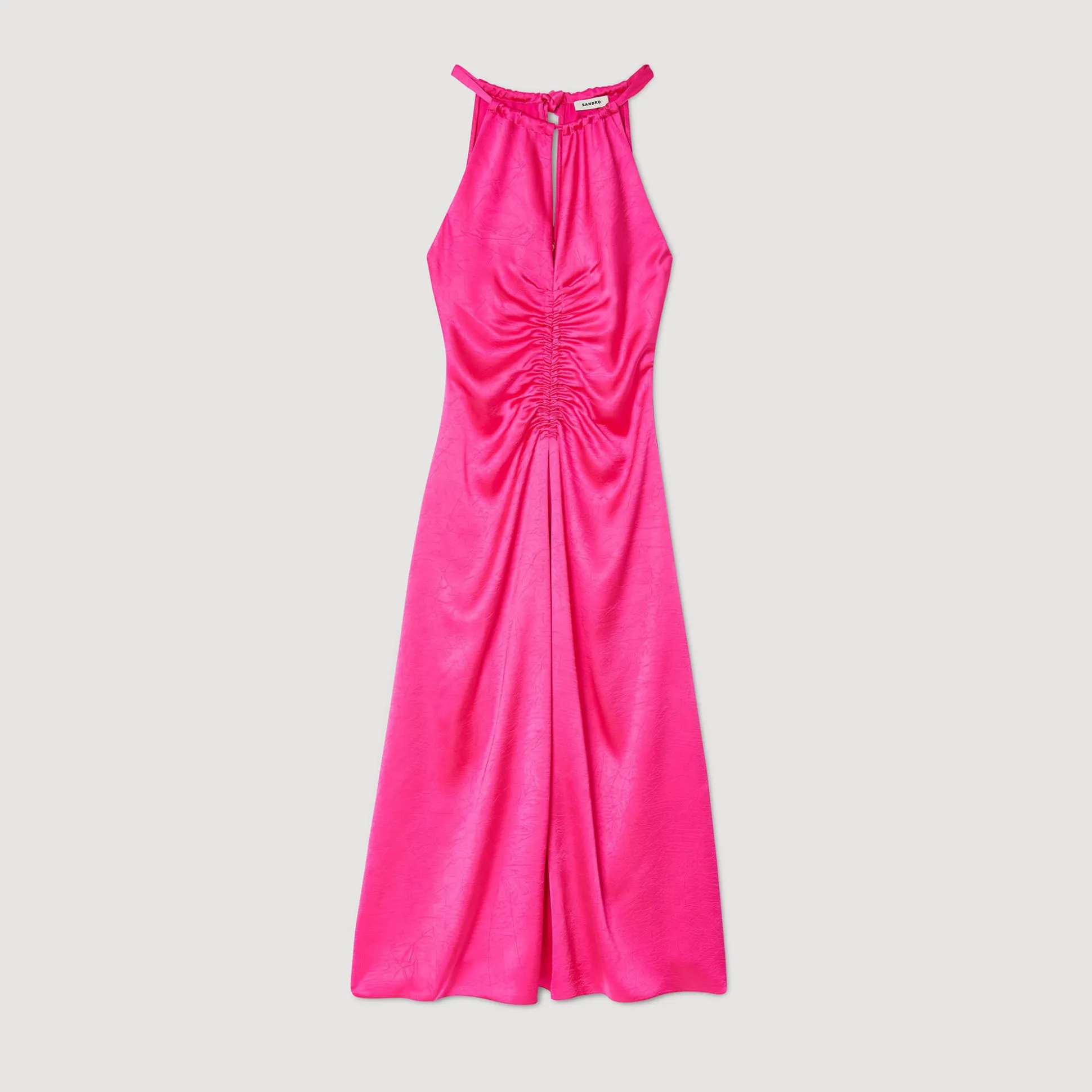 Robe Longue Satinée Froncée