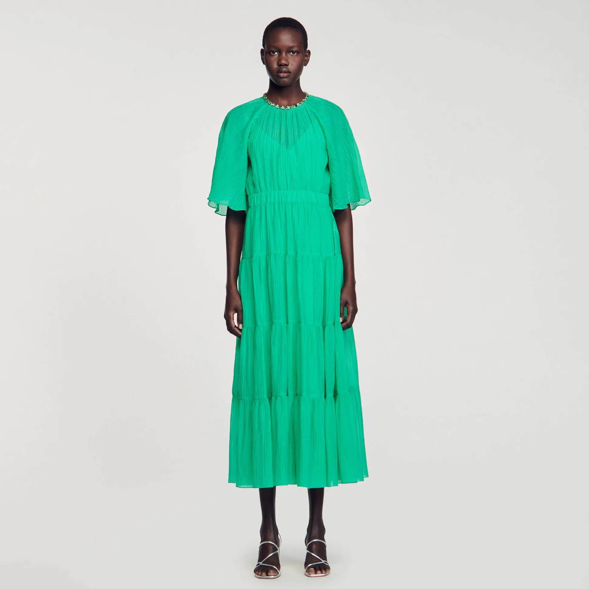 Robe Midi à Col Strassé