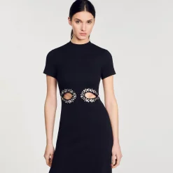 Robe Midi à Découpes Strassées