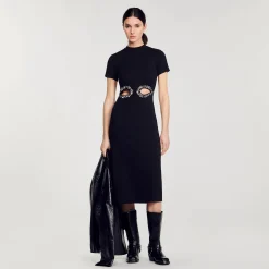 Robe Midi à Découpes Strassées