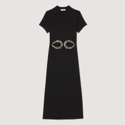Robe Midi à Découpes Strassées