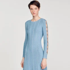 Robe Midi En Maille à Manches Longues