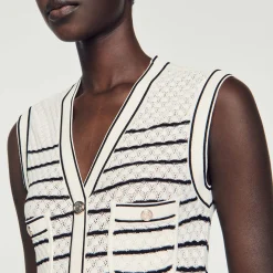 Robe Midi En Maille à Rayures