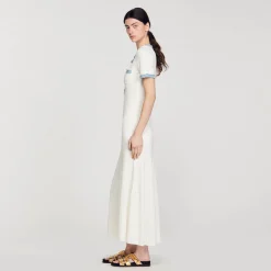 Robe Midi En Maille Et Denim