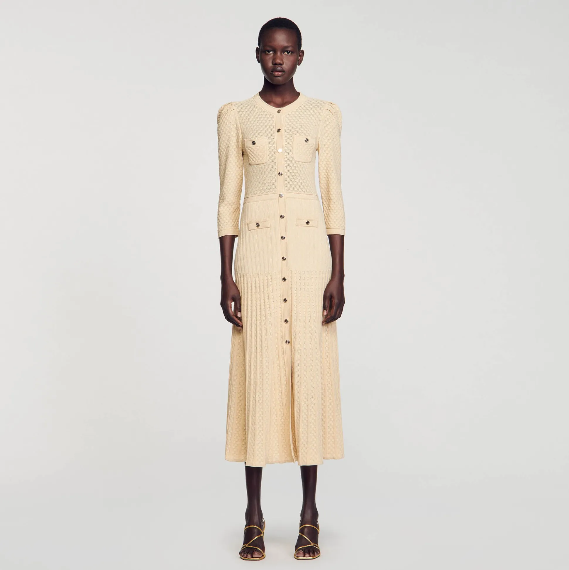 Robe Midi En Maille Pointelle
