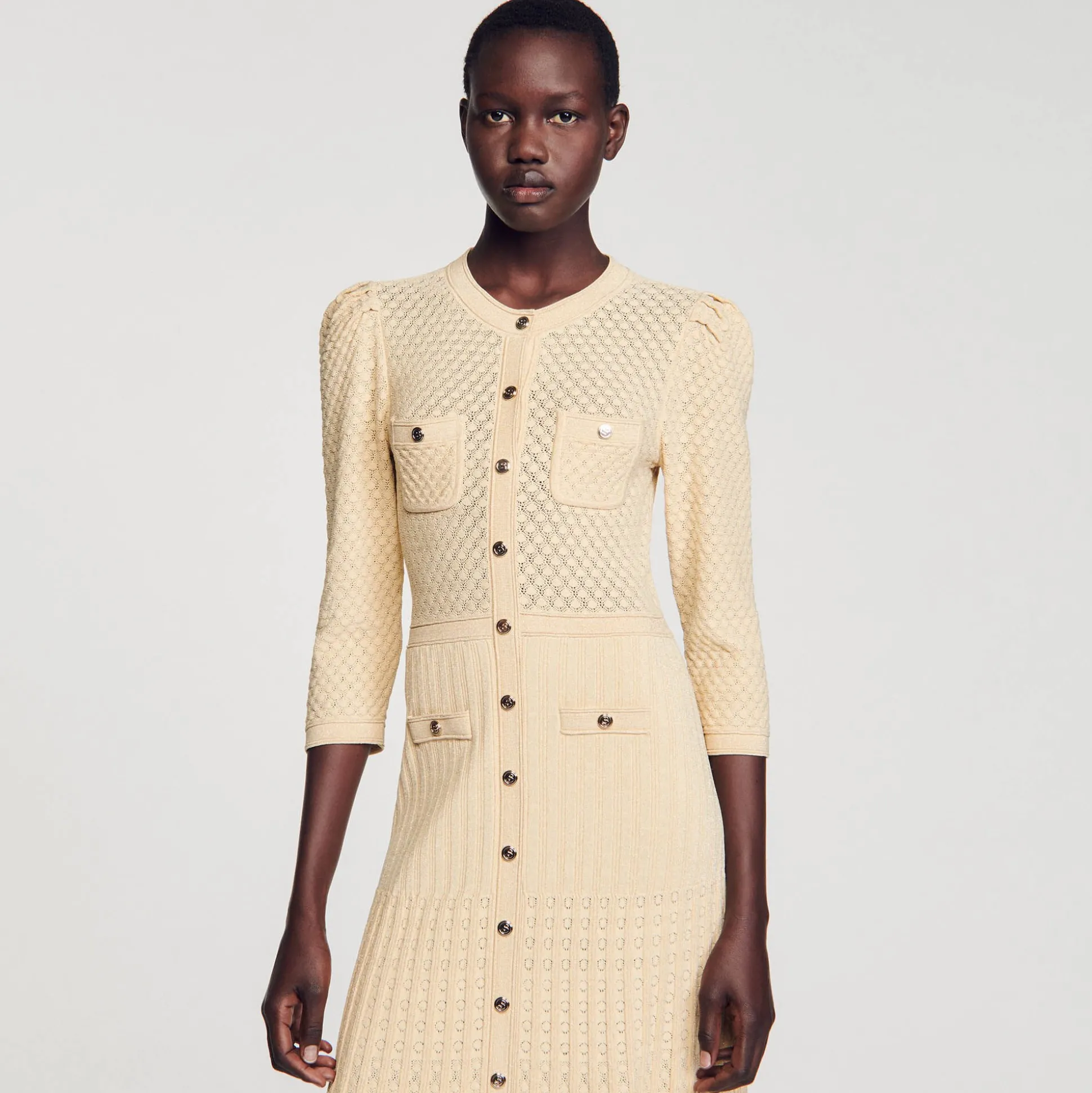 Robe Midi En Maille Pointelle