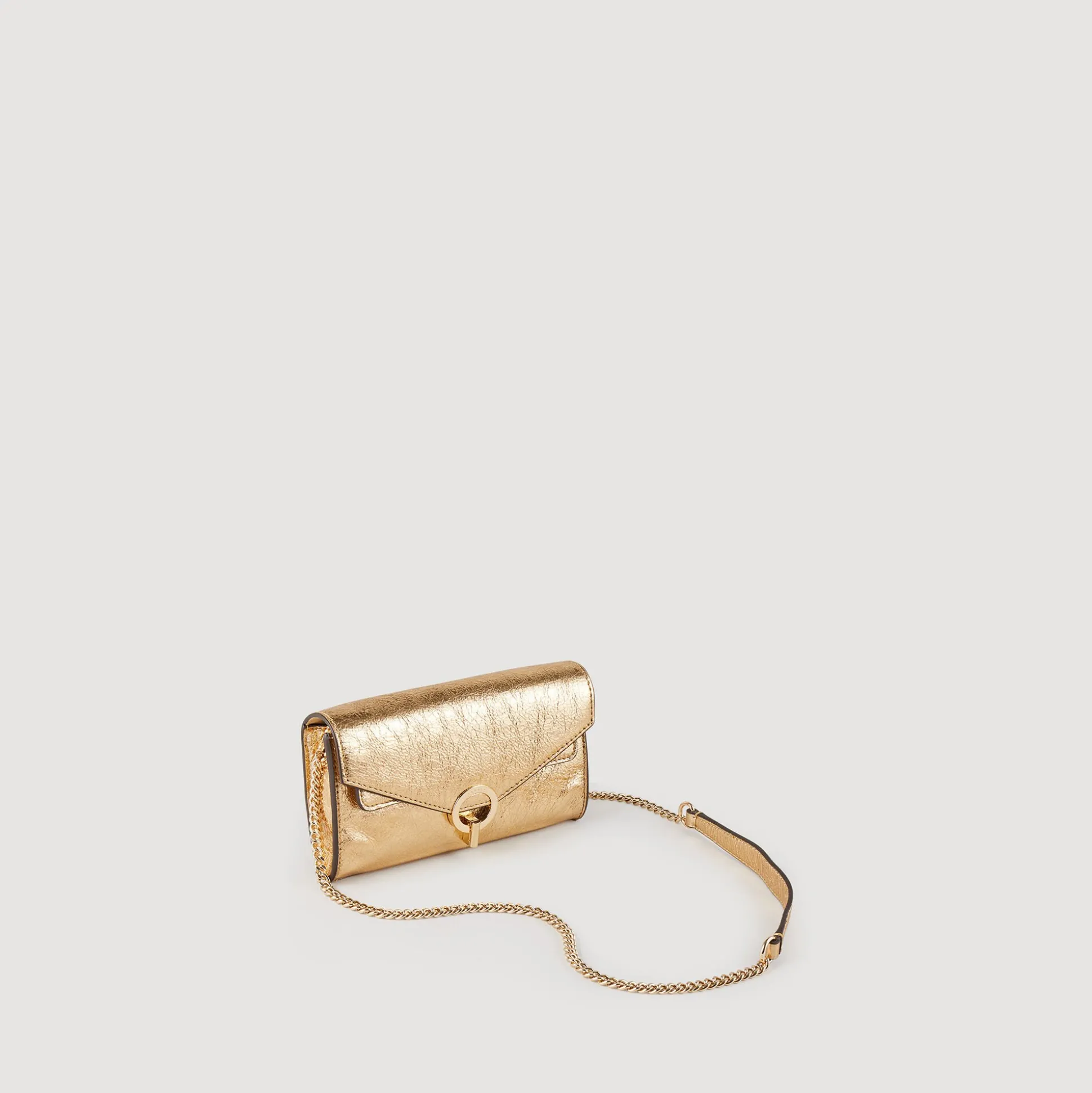 Sac Pochette En Cuir Doré