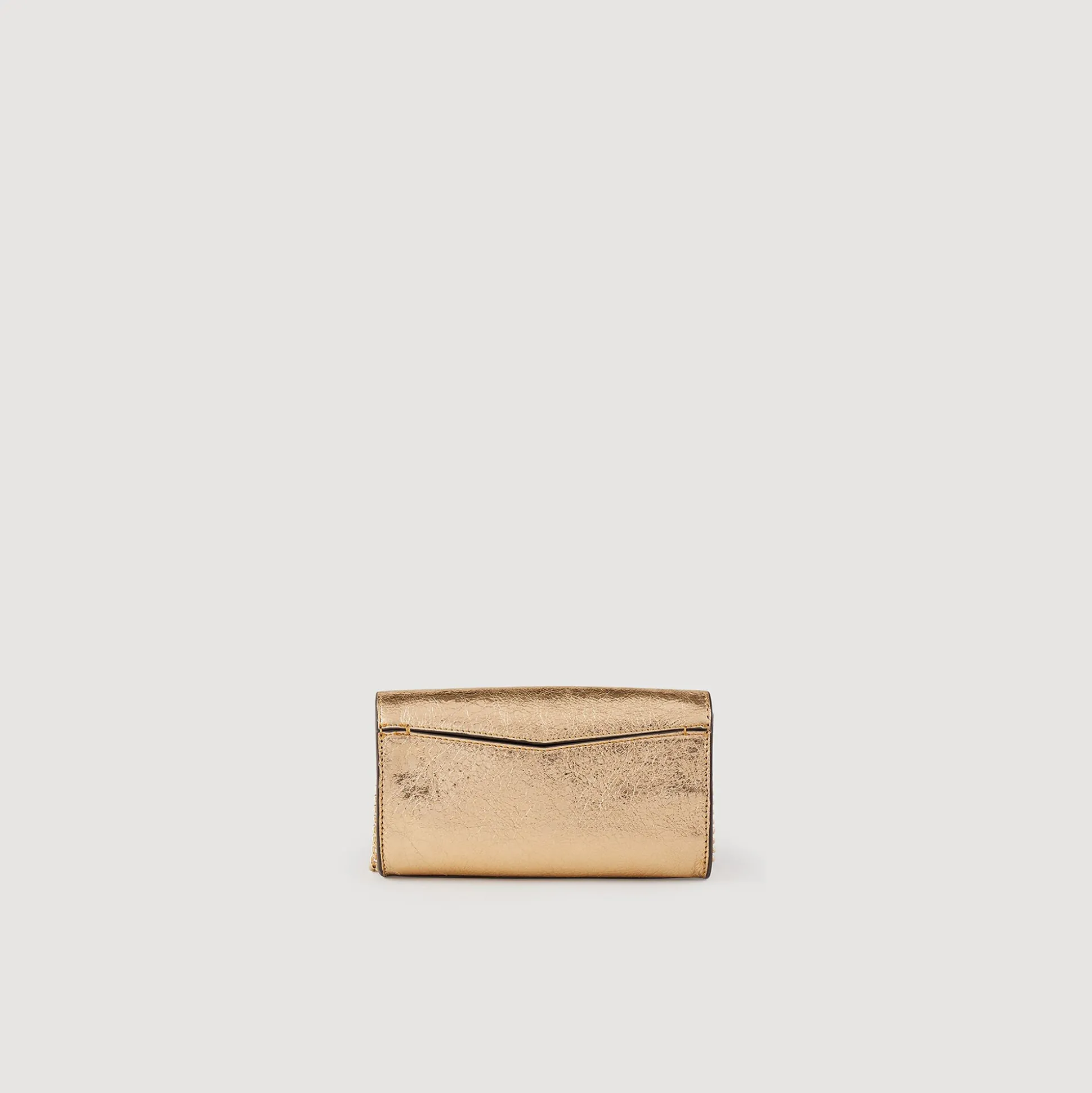 Sac Pochette En Cuir Doré