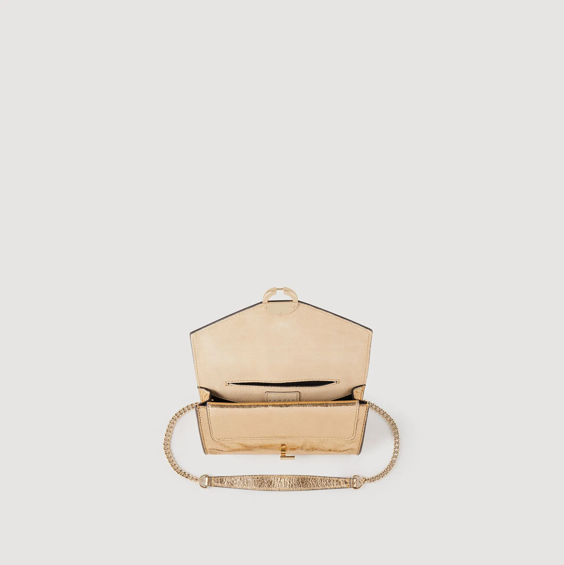 Sac Pochette En Cuir Doré