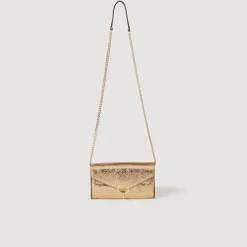 Sac Pochette En Cuir Doré