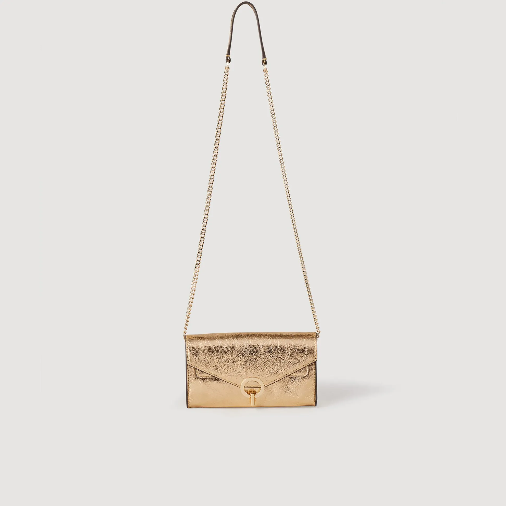 Sac Pochette En Cuir Doré