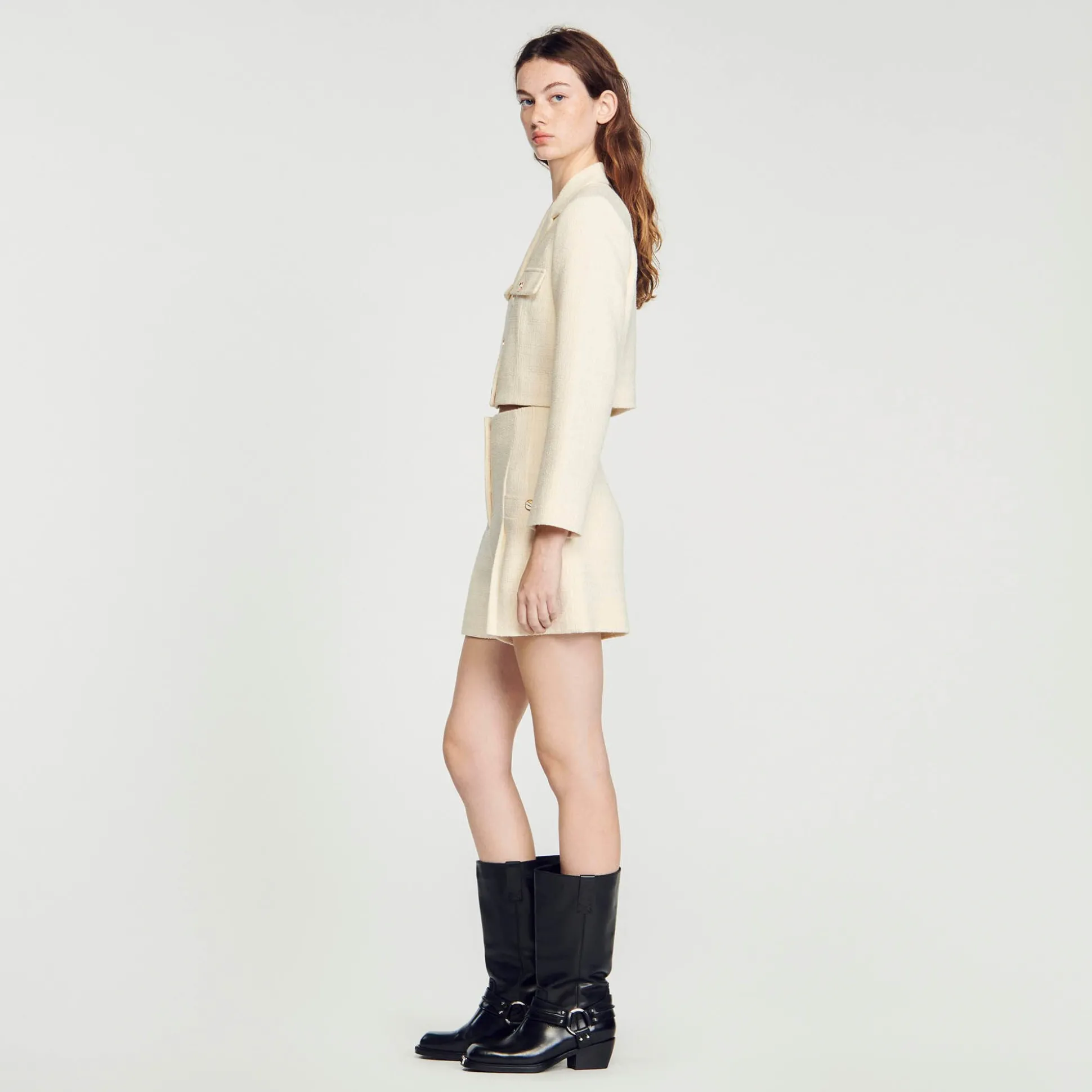 Short Taille Haute En Tweed