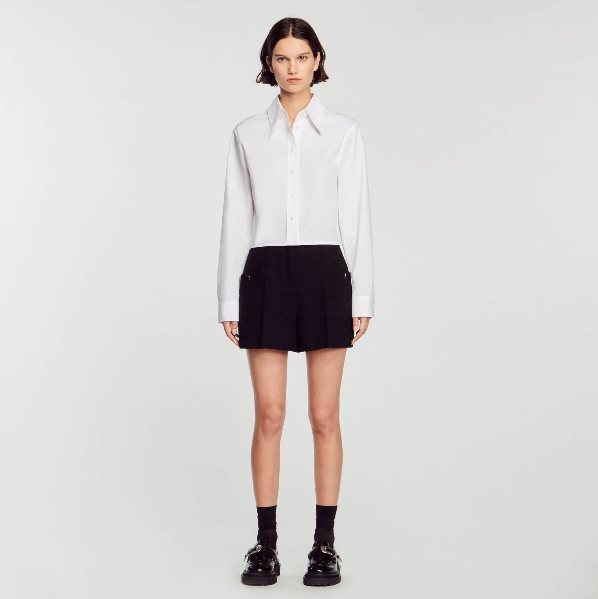 Short Taille Haute En Tweed